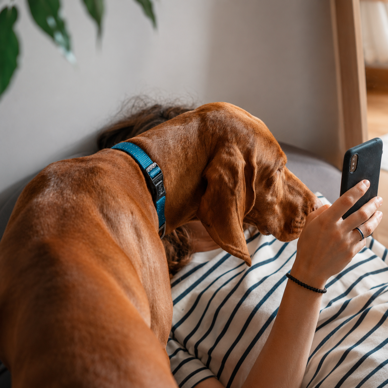 Sahibiyle sakin bir köpek
