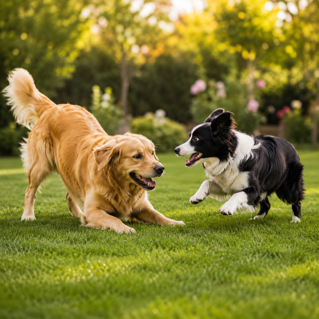 Çimende koşan mutlu köpek