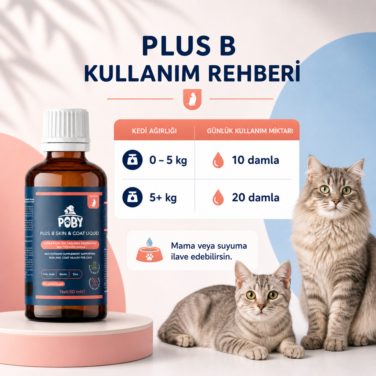 Kediler İçin Tüy Sağlığını Destekleyici Multivitamin Plus B Damla